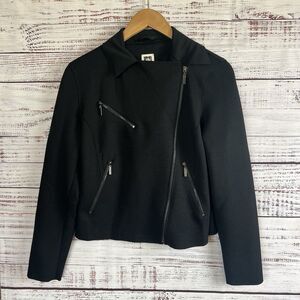 Anne Klein Women's Black Long Sleeve Zip Front Moto Edgy Jacket Small